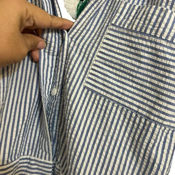 Zara romper Toucan Embroidered Seersucker striped small tropical beach summer - Picture 12 of 13